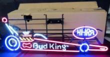 Excellent Vintage Budweiser Beer "BUD KING" NHRA Drag Racing Neon Sign