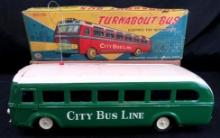 Antique Modern Toys Japan Tin Battery-Op Turnabout City Bus MIB