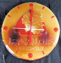 Rare Antique Iroquois Beer & Ale Lighted Celluloid Advertising "Drum" Clock