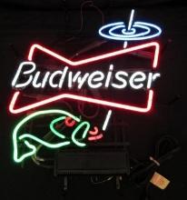 Excellent Vintage Budweiser Beer 4 Color Neon Bar Sign
