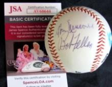 Autographed Baseball w/ 5 Sigs Brooks Robinson, Larry Doby, Bob Feller ++JSA COA