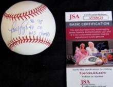 Luis Sojo (Yankees) Single Signed OAL Official Baseball w/ JSA COA w/ WS Champs Inscription