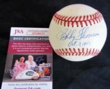 Bobby Thomson Single Signed ONL Official Baseball w/ JSA COA w/ "Oct. 3, 1951" Inscription