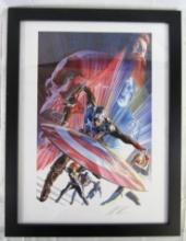 Sideshow Captain America Ltd. Edition Fine Art Print- Signed by Alex Ross- Framed
