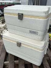 PAIR IGLOO COOLERS WITH STAINLESS STEEL HARDWARE