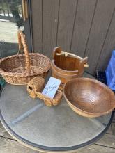 Wood Bucket, Basket, Mixing Bowl