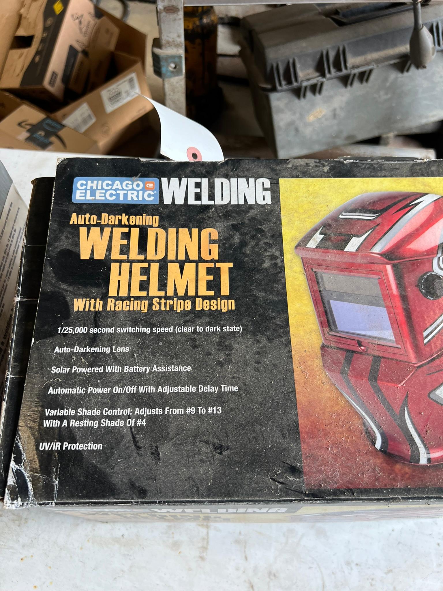 Welding Helmets and a Pair of Gloves