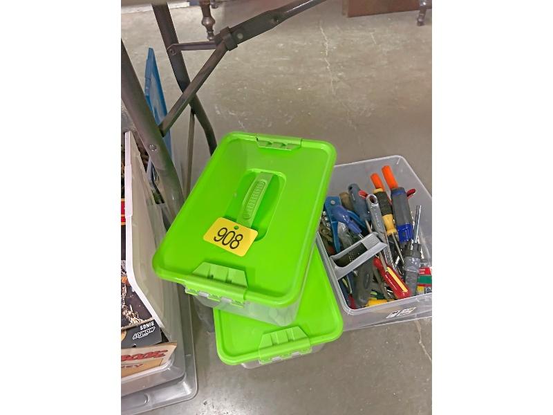 2 Totes With Lids, Plus Tote of Tools