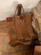 Wood frame fire wood holder 22"T x 22"W x 21"D with carrier