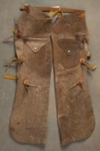 Pair of custom made Bullhide Batwing Chaps, with outside sewn pockets. Chaps were custom made for "C