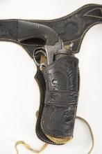 Black tooled Buscadero Rig, 36" waist, with matching single loop holster for 4 3/4" single action re