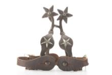 Pair of "Star" marked, Hercules Bronze Spurs, single mounted with 5-point stars on heel bands, compl