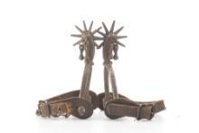 Pair of early August Buermann small iron Spurs complete with jingle bobs and correct heel chains, mo