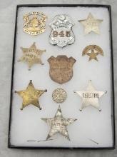 Framed Showcase Collection of 10 Badges to include: (1) City of Flint (Tuebor) Patrolman Shield Badg