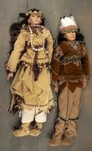 Matching pair of near life size Indian Dolls to include Chief and Indian Maiden. Dolls measure 4 ft.