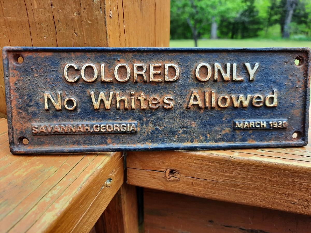 Cast Iron 1930 Sign Colored Only No Whites Georgia Sign