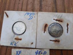 Lot of 3 Mercury Dimes 90% Silver 1940, 1944 & 1945