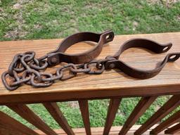 Iron Chain & Leg Shackles Cuffs WW Wilber African Seller 1806 Lot #43 Cuffs