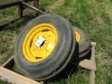 264. (2) GOOD 7.50 X 18 INCH FRONT TRACTOR TIRES AND RIMS , FIT JD 2555 TRA
