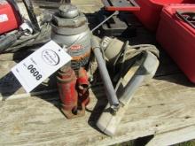608. 20 TON HYD. JACK, SMALL HYD. JACK, PORTER CABLE ELECT. HAND PLANE