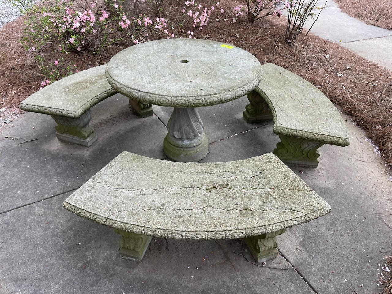 Stone Table & 3 Benches - 42"