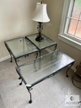Wrought Iron Tables - Two Side Tables, Coffee Table and Lamp