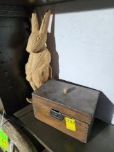 Wood Box & Rabbit Carved in Wood