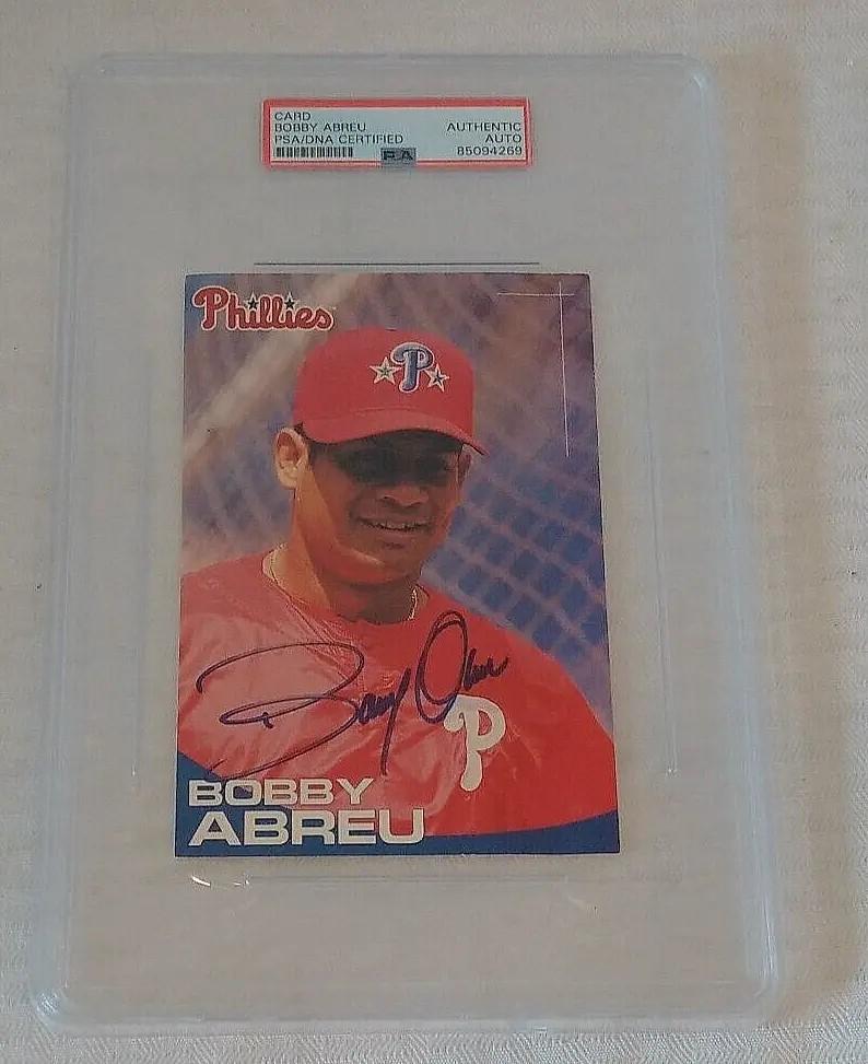 2000 Bobby Abreu Autographed Signed PSA Slabbed 4x6 Phillies Team Issue Card MLB Baseball Jumbo