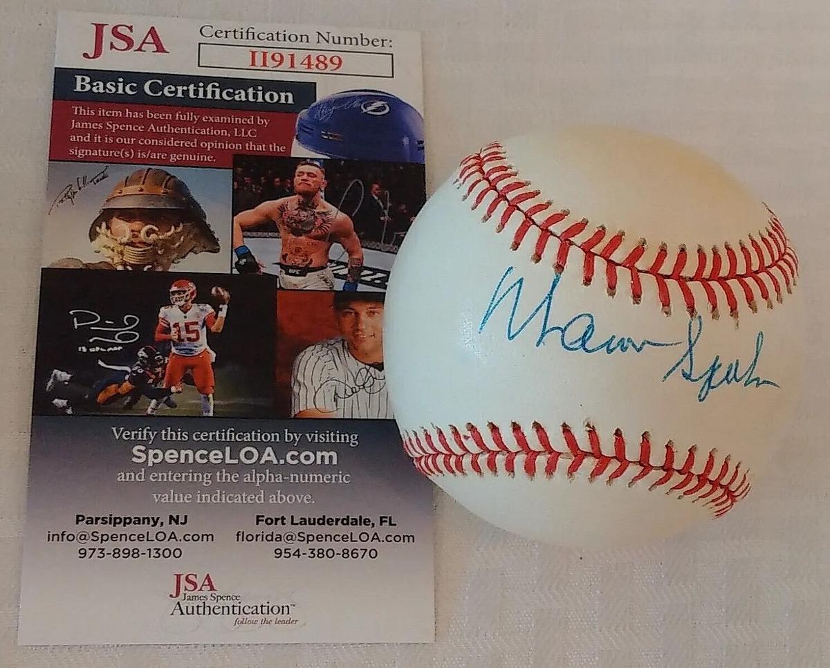 Warren Spahn Signed Autographed ROMLB Baseball Bill White JSA COA Braves HOF ONL