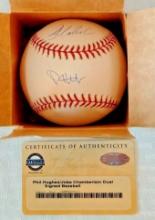 Joba Chamberlain & Phil Hughes Autographed Dual Signed ROMLB Baseball MLB Steiner COA Yankees