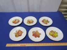 Set Of 6 Vtg Bareuther Waldsassen Bavaria Germany Fruit Plates W/ Gold Trim