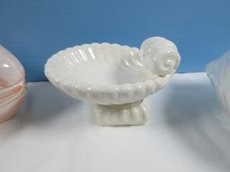 Lot 3pc Fitz & Floyd Coquille Collection Sculpted Shell Covered Box 5 1/4" w/underplate, 4