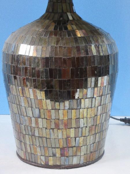 Pier 1 Amber Bronze Mosaic Hollywood Regency Stylized 24" Lamp