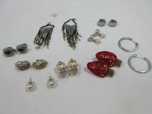 Designer Jewelry Pierced Earrings JC Baguette Simulant Garnet, Dazzling Cubic Zirconia Hoop,