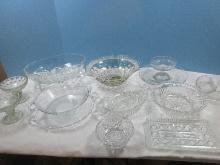 Lot Depression/Pressed Glass Fostoria Century 11 1/2" Round Handle Tray/8 1/2" Round Handle