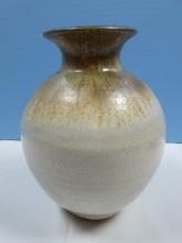 Pigeon River Pottery Brown Drip Glaze 8 1/4" Flared Rim Vase Artisan Signed T. Kerns