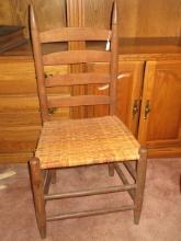 Shaker Style Ladder Back Chair w/ Woven Seat and Finials