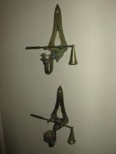 Pair Brass Colonial Williamsburg Style Candlesticks Wall Sconces w/ Candle Snuffers