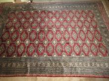 Red Bokara/Bokhara Traditional Hand Knotted Rug w/Fringe-   Approx 8'9" x 6'