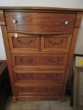 Pusaki Furniture Oak Keepsakes Collection Chest of Drawers Bowfront Top Drawer