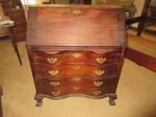 Classic Chippendale Style Slant Front Desk w/4 Serpentine Drawers Ball & Claw Feet