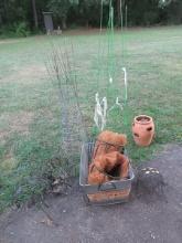 Lot Tomato Cages, Terra Cotta Strawberry Pot, Whimsical Figural Garden Frog, Wrought Iron