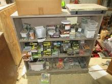 Lot Wooden Bookcase w/ Misc. Hardware Screws, Nails, Panel Board Nails, Etc.