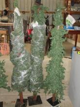 Set of 3 Slim Evergreen Pre-Lite Pencil 6ft. Trees Metal Base Tree Forest