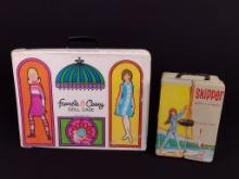 2 Vintage Doll Cases with Dolls and Accessories incl Skipper