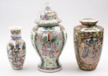 2 Asian Ceramic Vases and Ginger Jar