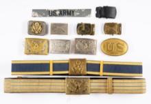 2 Military Belts & 11 Military Belt Buckles