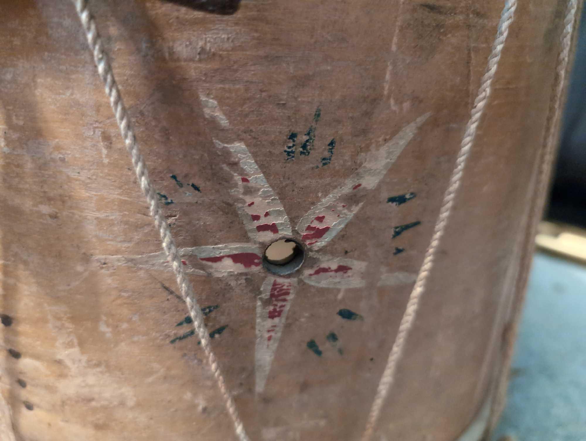 (BR2) CIVIL WAR ERA DRUM, DETAILED WITH AMERICAN FLAGS, STRIPES, & STAR. OWNER ORIGINALLY PAID $550.