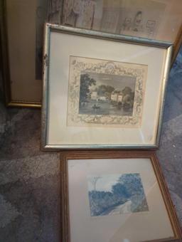 (LR)LOT OF 3 FRAMED PICTURES TO INCLUDE, MATTED PRINT TITLED "THE PATCHWORK QUILT" 18"L 15 1/2", A