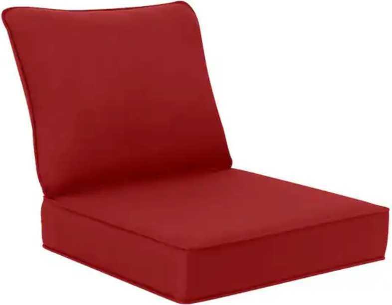 Hampton Bay 24 in. x 24 in. Two Piece Deep Seating Outdoor Lounge Chair Cushion in Chili, Retail